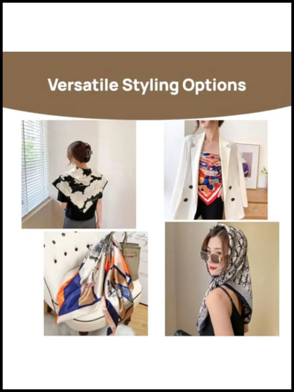 35x35 inch Satin Square Scarf Silk Feeling Lightweight Fashion Neck Wrap